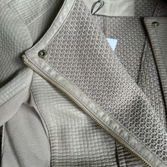 Calvin Klein Faux Leather Moto Jacket Tan XS - Picture 4 of 6
